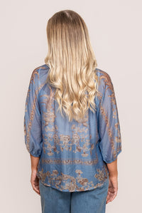 Tarnie Floral Top in Soft Blue