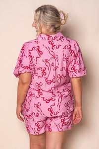 Johanna Bow Ribbon Top in Pink