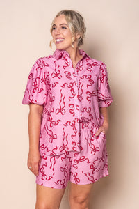 Pippa Bow Ribbon Shorts in Pink