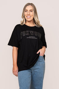 Metallic Outline Interval Tee in Black/Silver - Foxwood