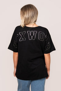 Metallic Outline Interval Tee in Black/Silver - Foxwood