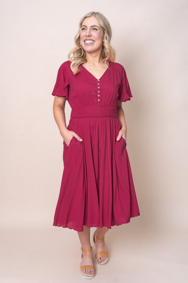 Cordella Dress in Ruby Red