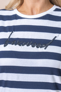 Signature Stripe Tee Dress in Navy & White Stripe