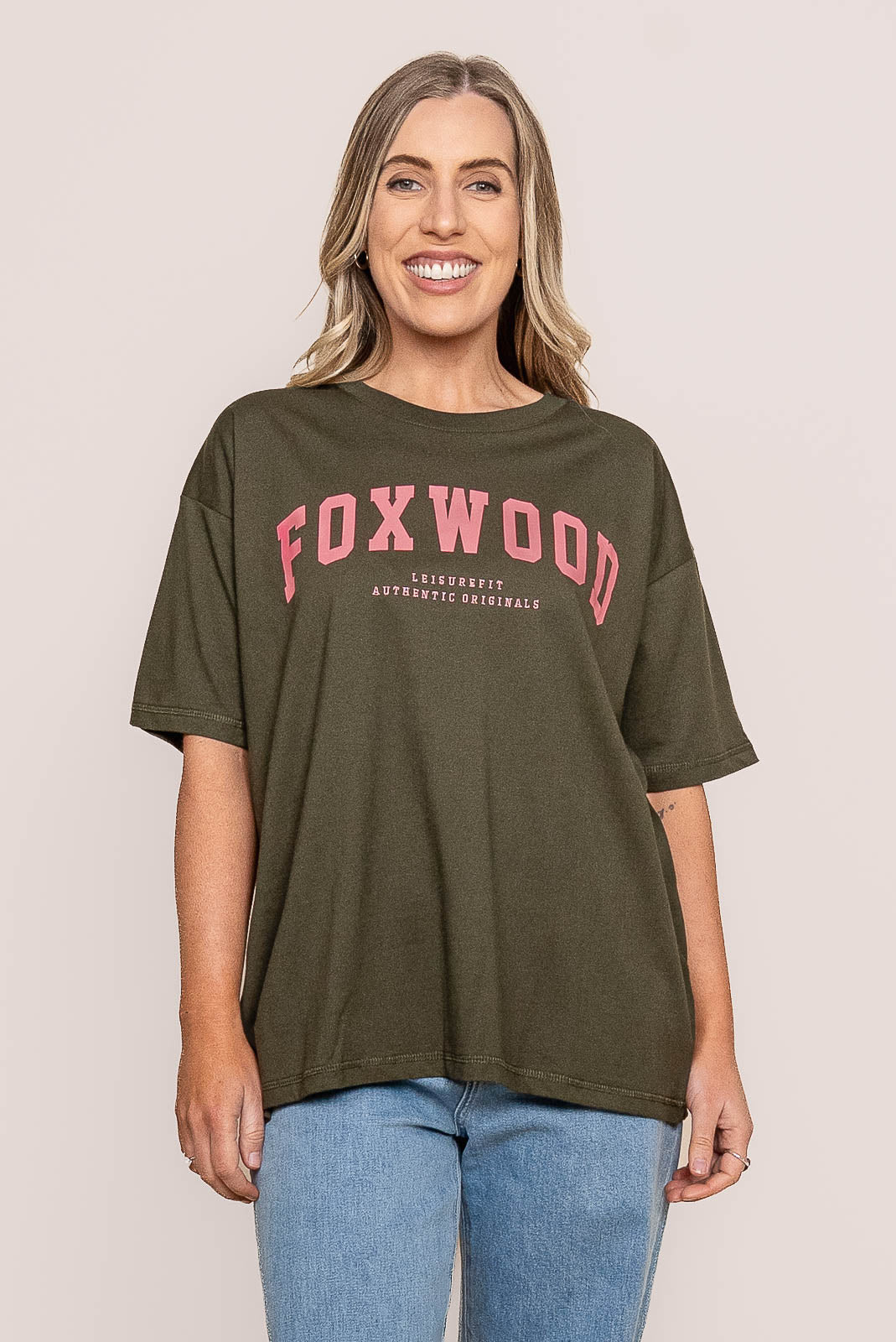Interval Tee in Khaki/Coral - Foxwood