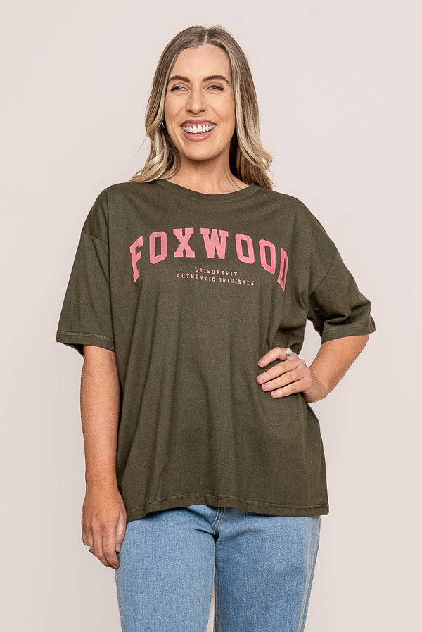Interval Tee in Khaki/Coral - Foxwood