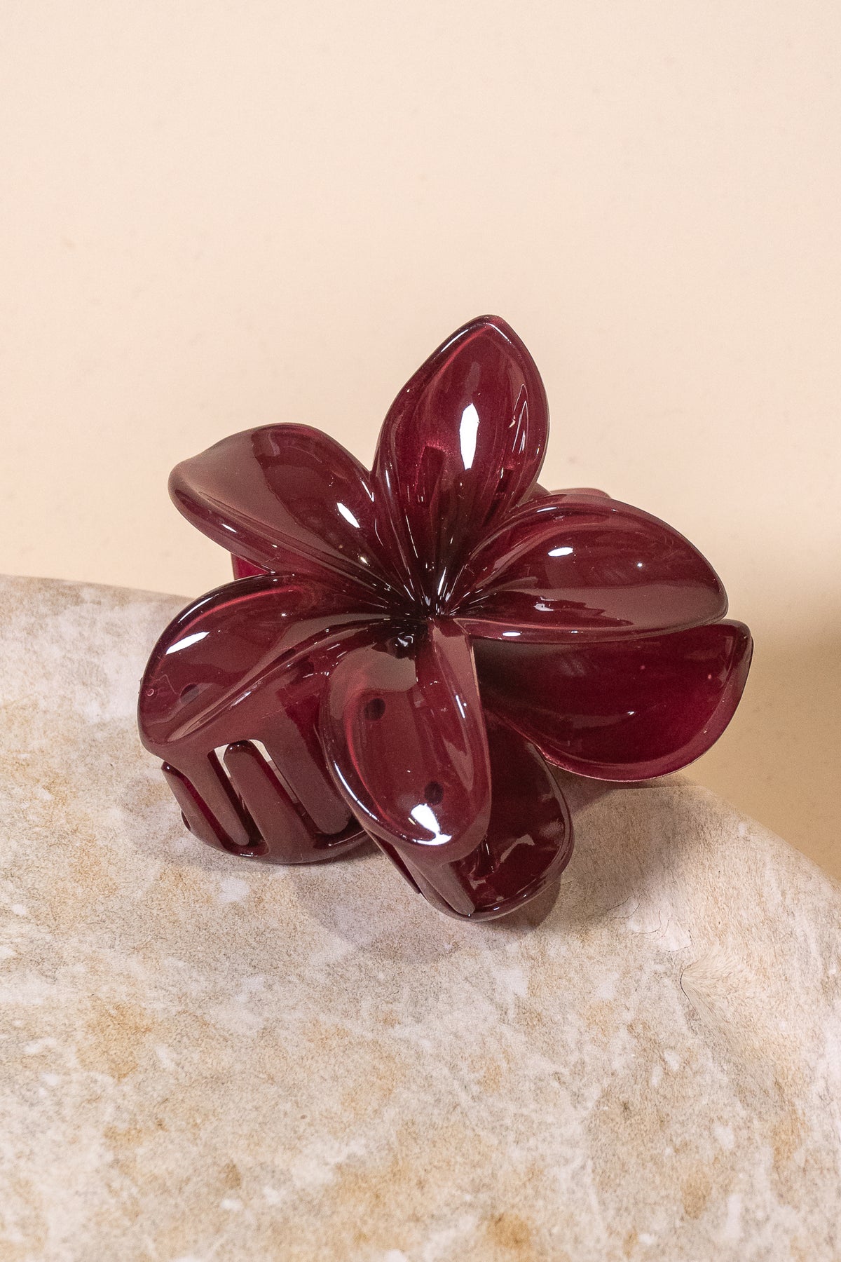 Ruby Hibiscus Hair Clip in Port - All About Eve