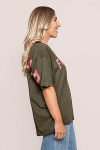Interval Tee in Khaki/Coral - Foxwood