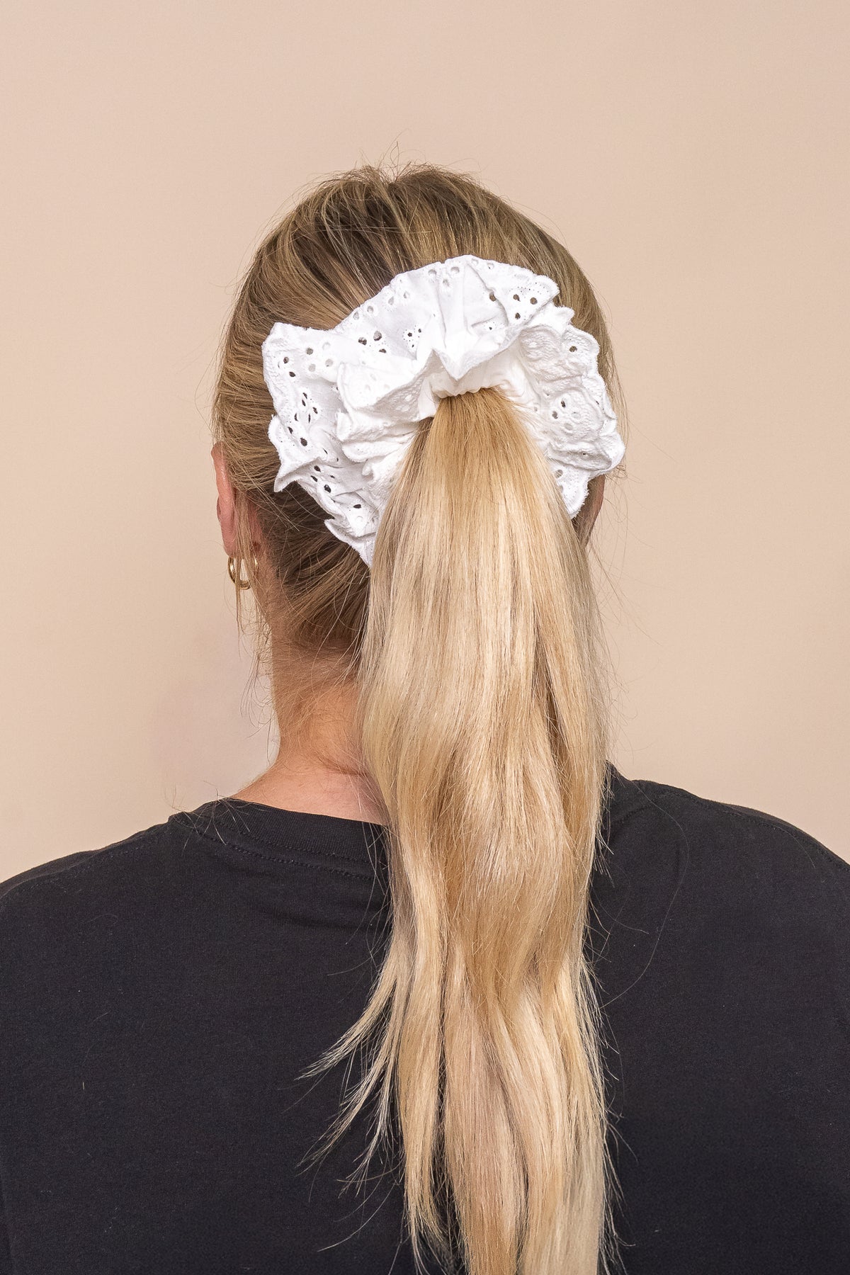 Lola Broderie Hair Scrunchie in Vintage White - All About Eve