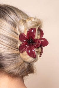 Ruby Hibiscus Hair Clip in Port - All About Eve
