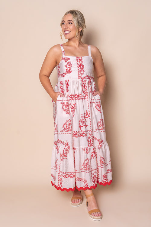 Khloe Midi Dress in Red