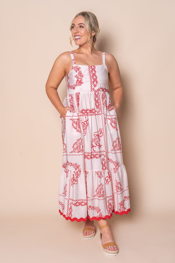 Khloe Midi Dress in Red