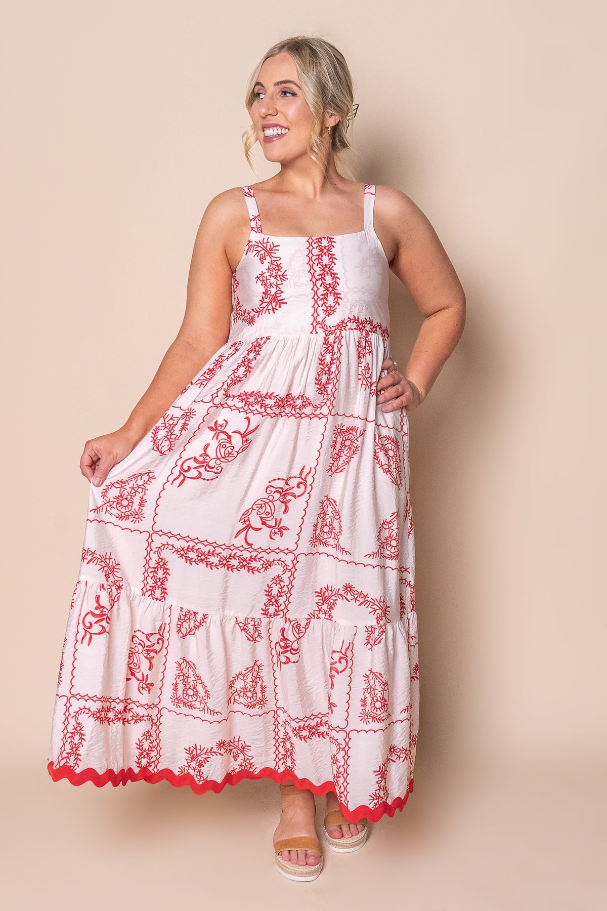 Khloe Midi Dress in Red