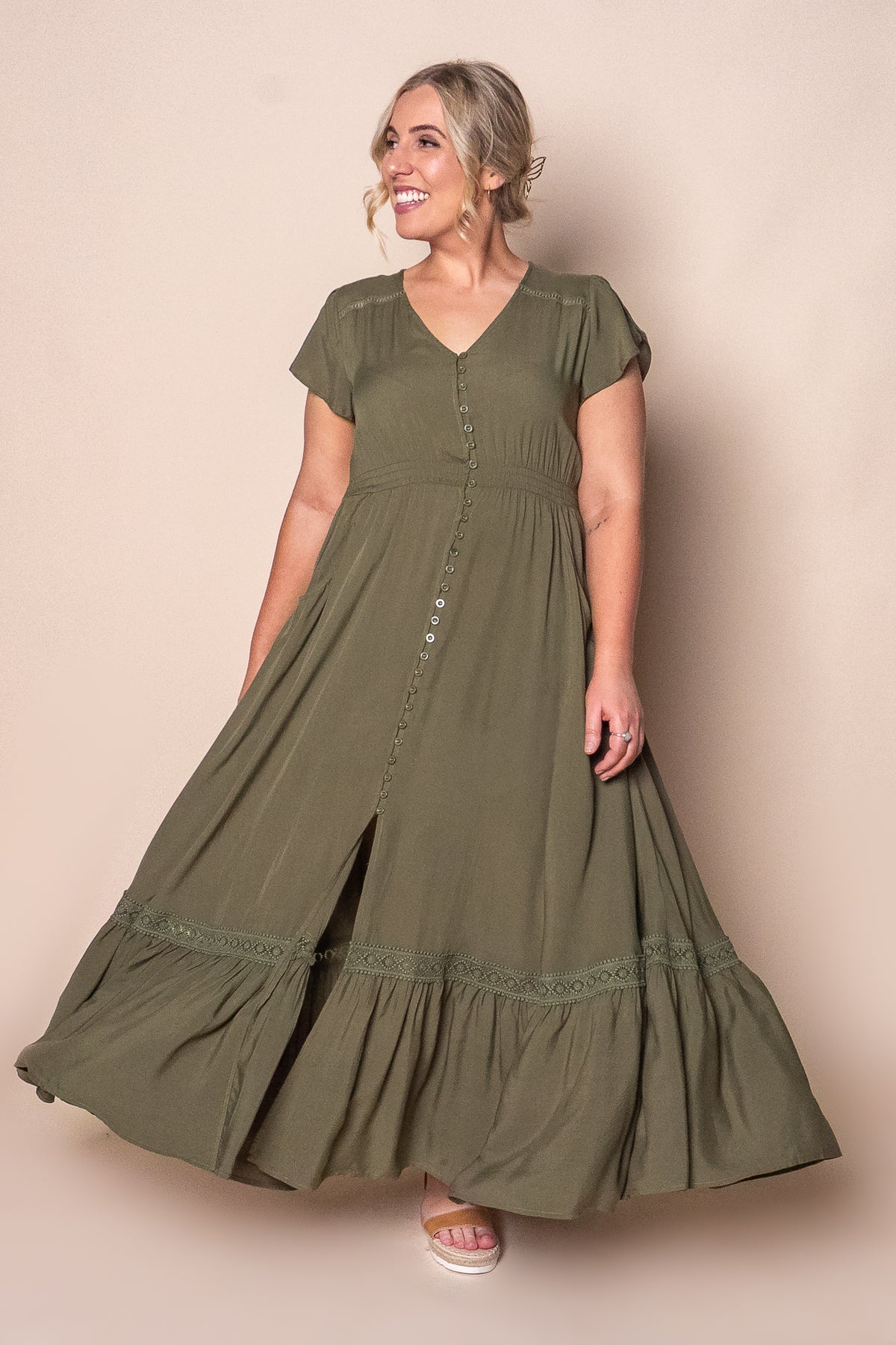 Fernie Maxi Dress in Khaki