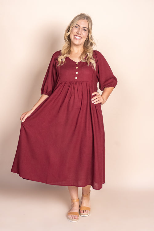 Emery Midi Dress in Wine