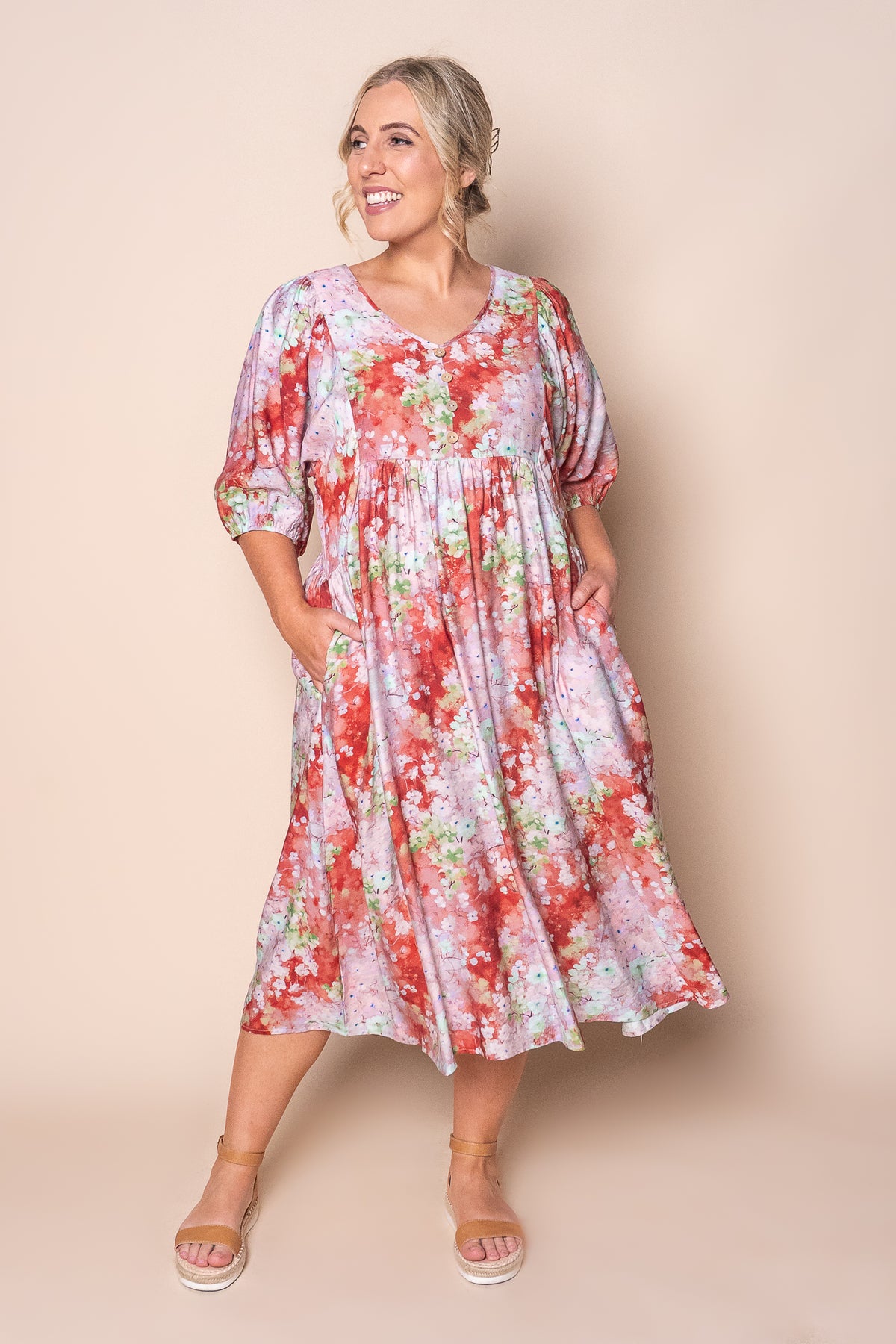 Liberty Midi Dress in Rust