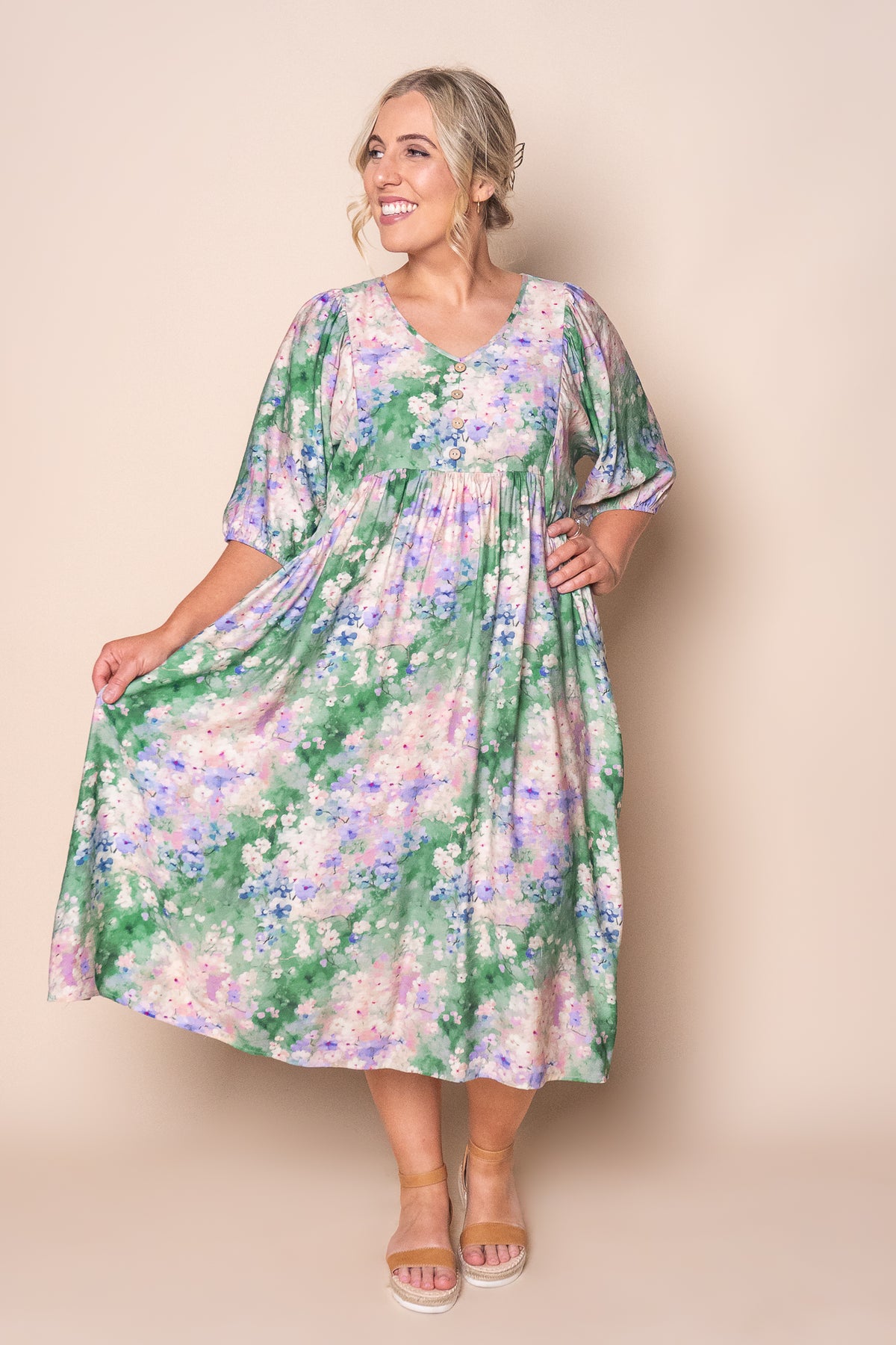Liberty Midi Dress in Green