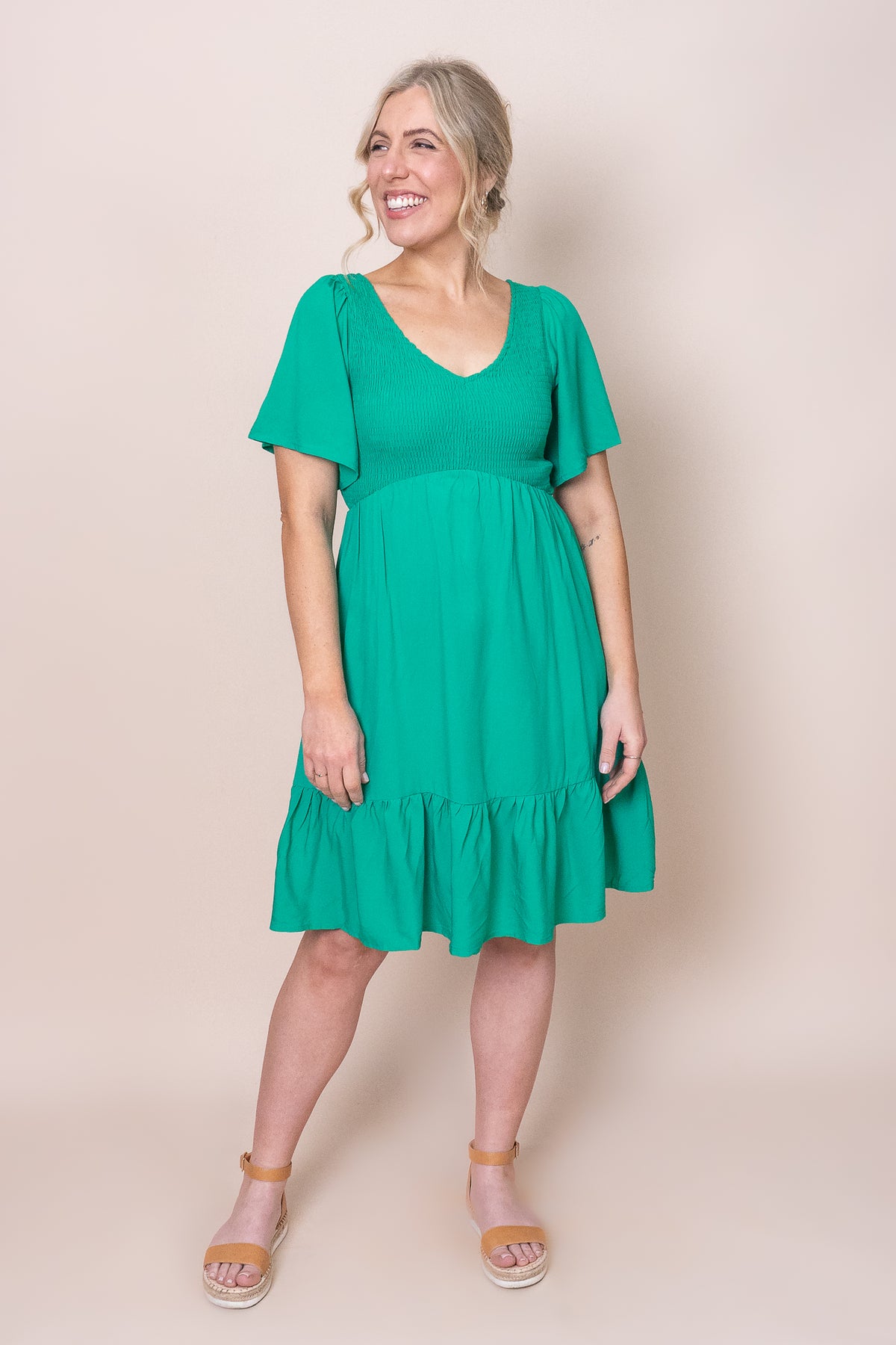 Leni Dress in Emerald