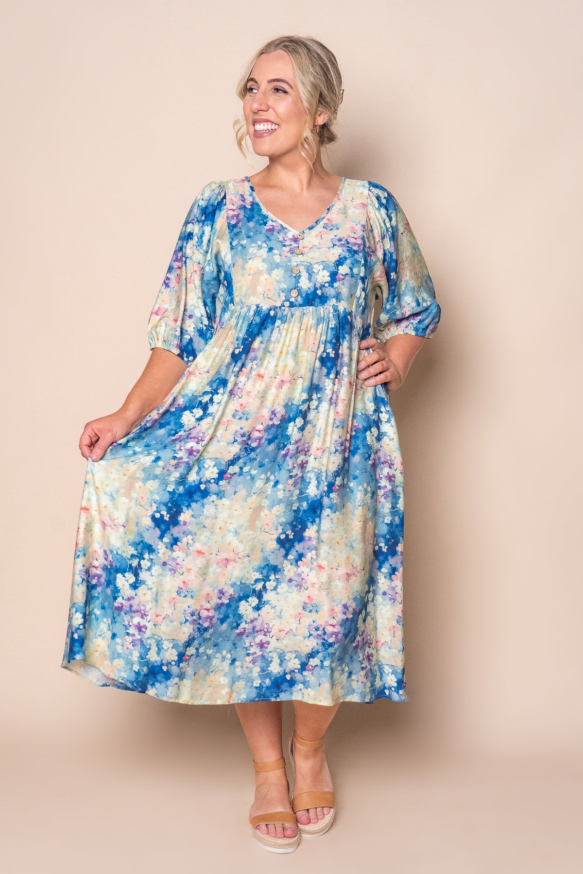 Liberty Midi Dress in Blue
