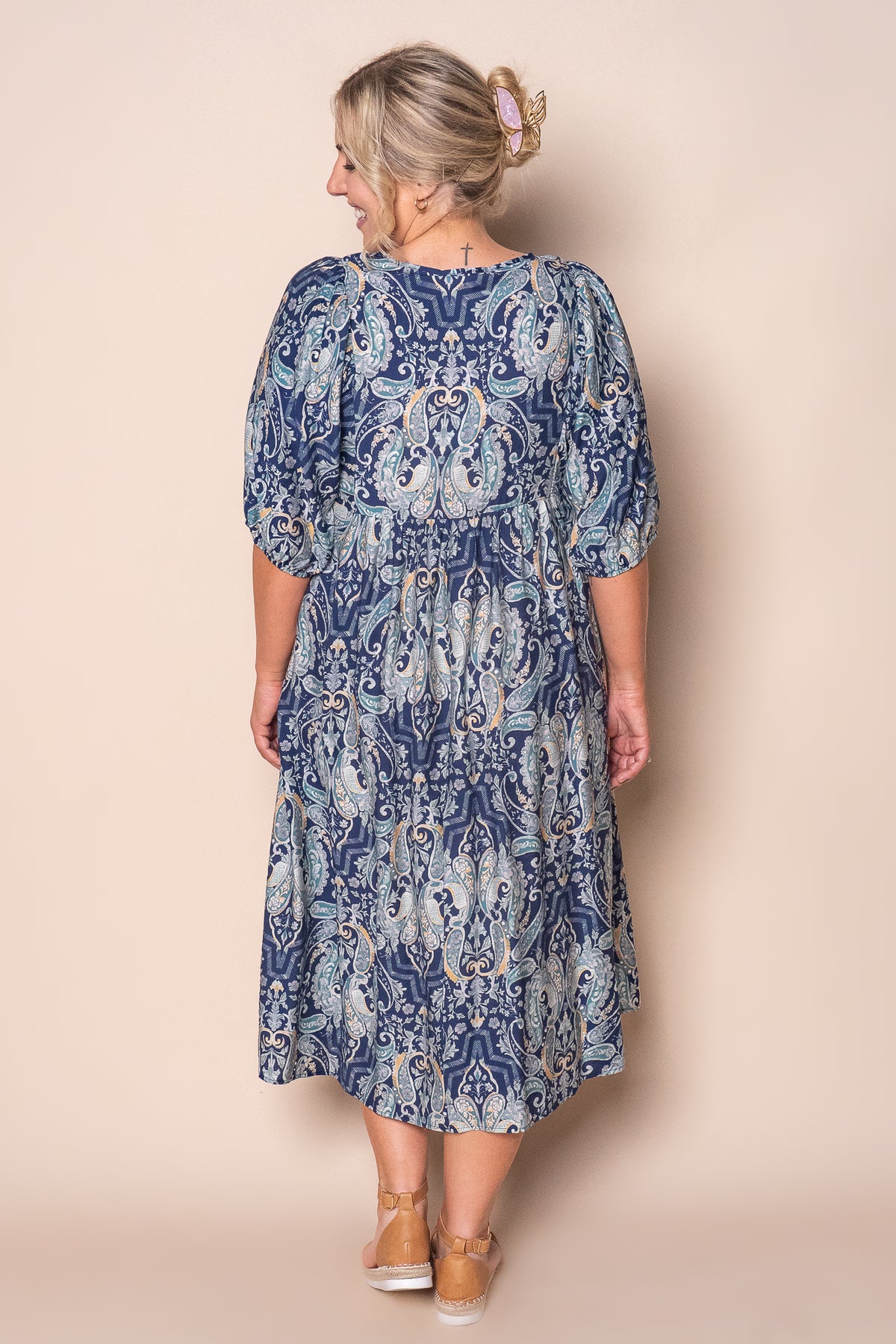Abigail Midi Dress in Navy