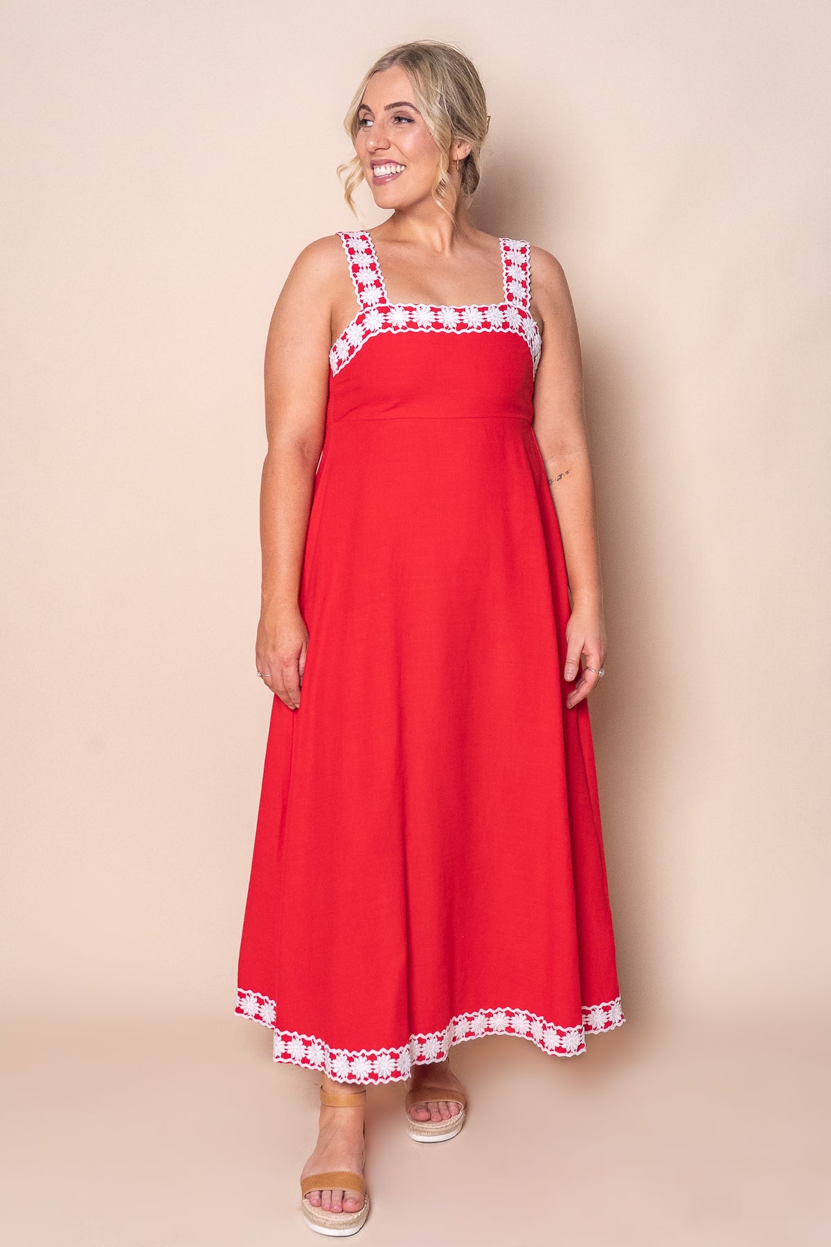 Rachelle Midi Dress in Red