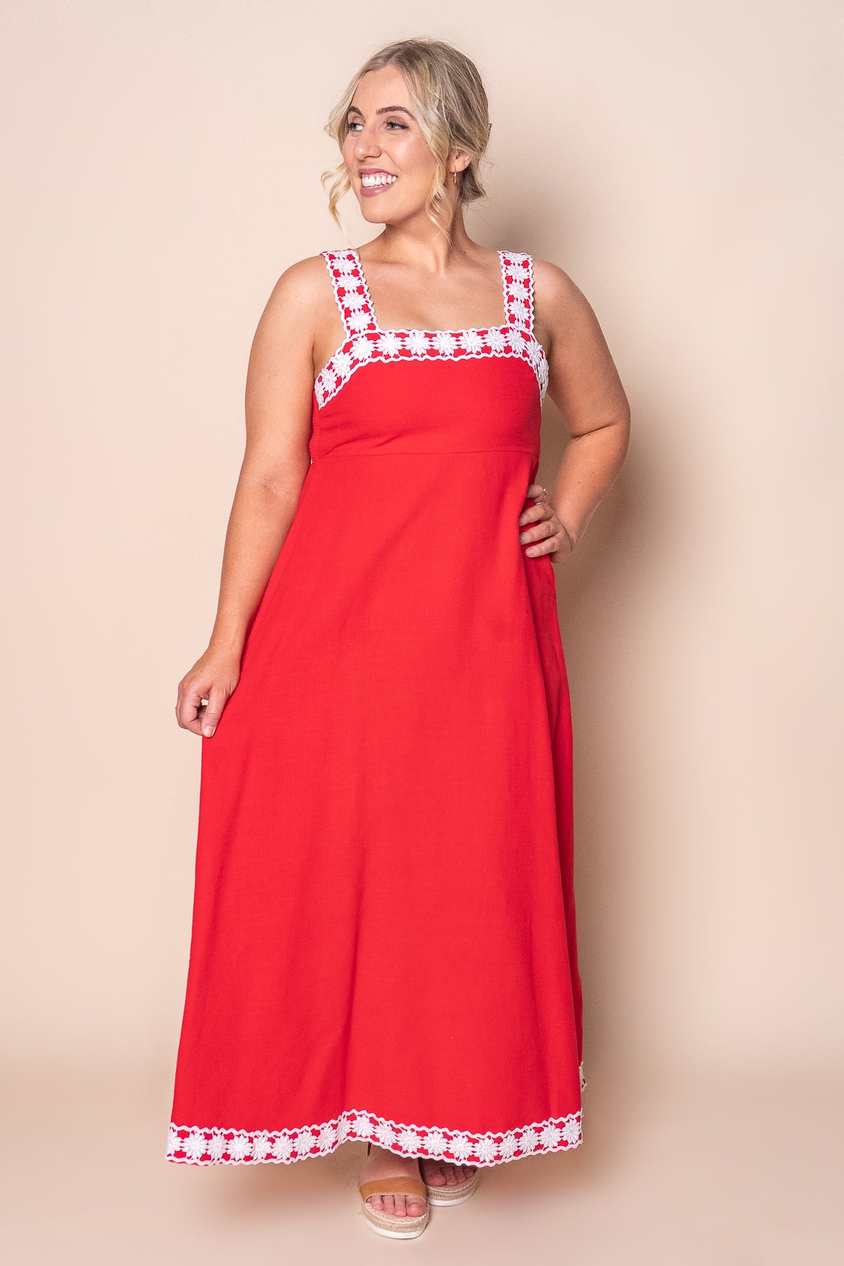 Rachelle Midi Dress in Red