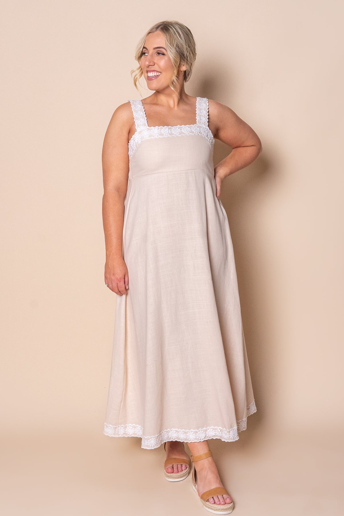 Rachelle Midi Dress in Ivory
