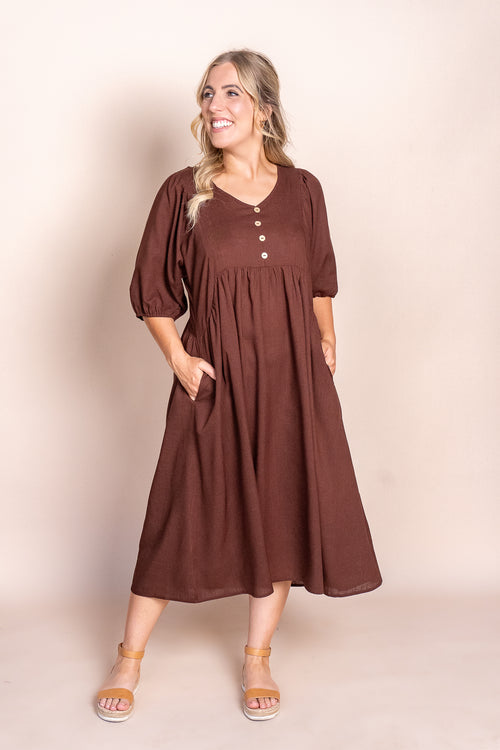 Emery Midi Dress in Chocolate