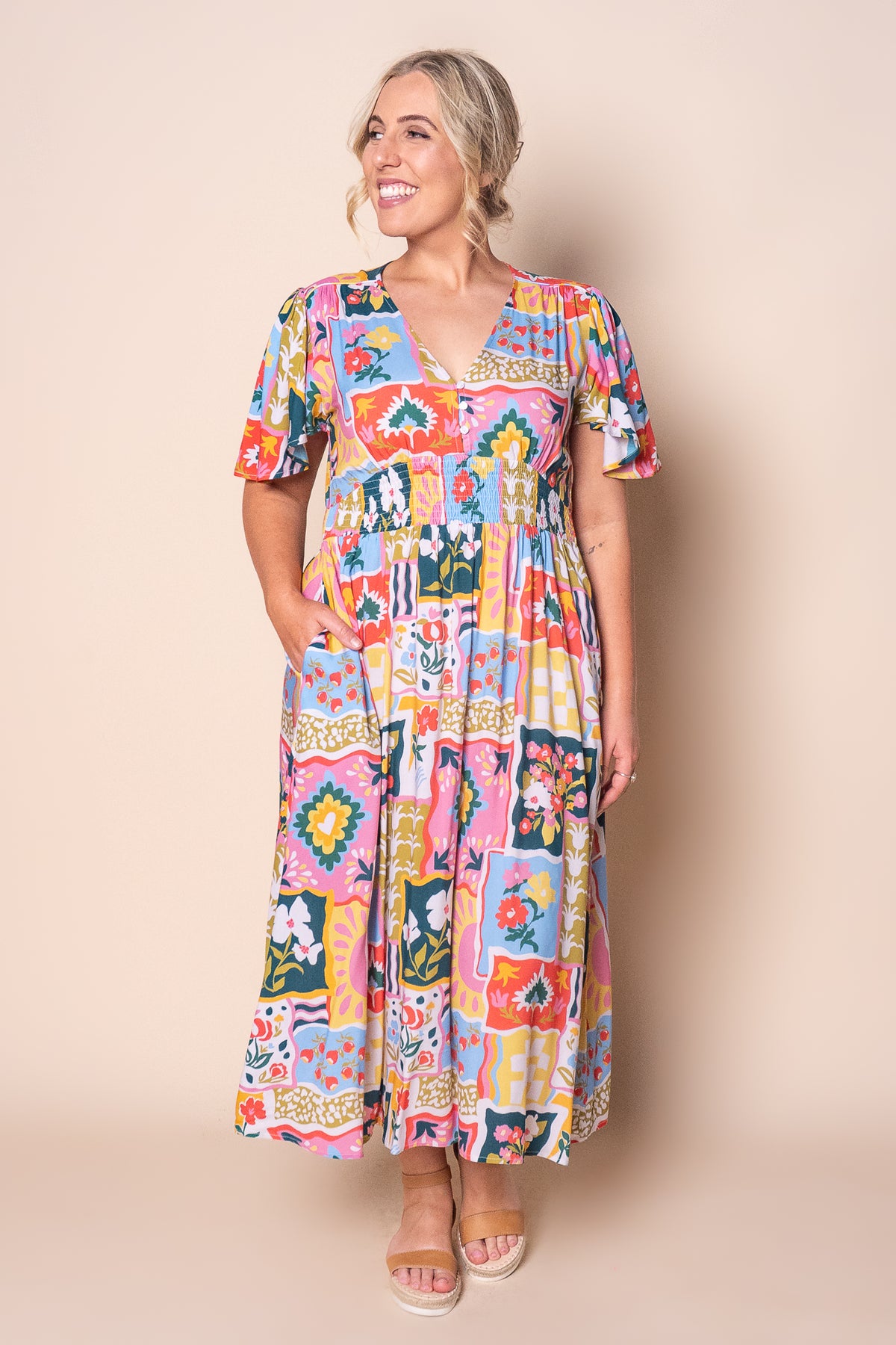 Dizzy Midi Dress in Multi