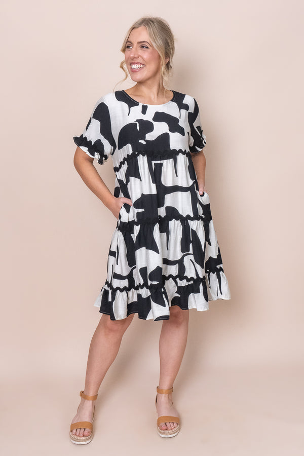 Catherine Abstract Dress in Ivory