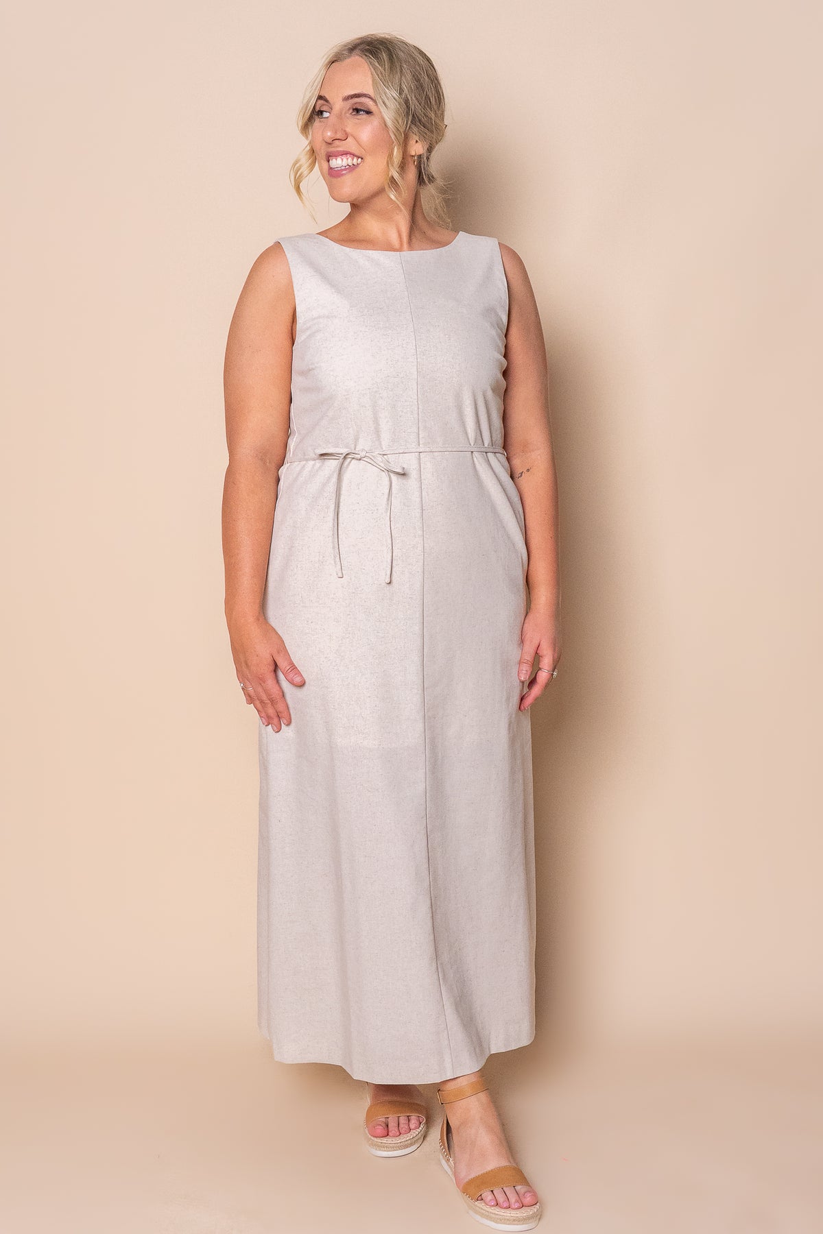 Tallow Tie Maxi Dress in Natural - Silent Theory