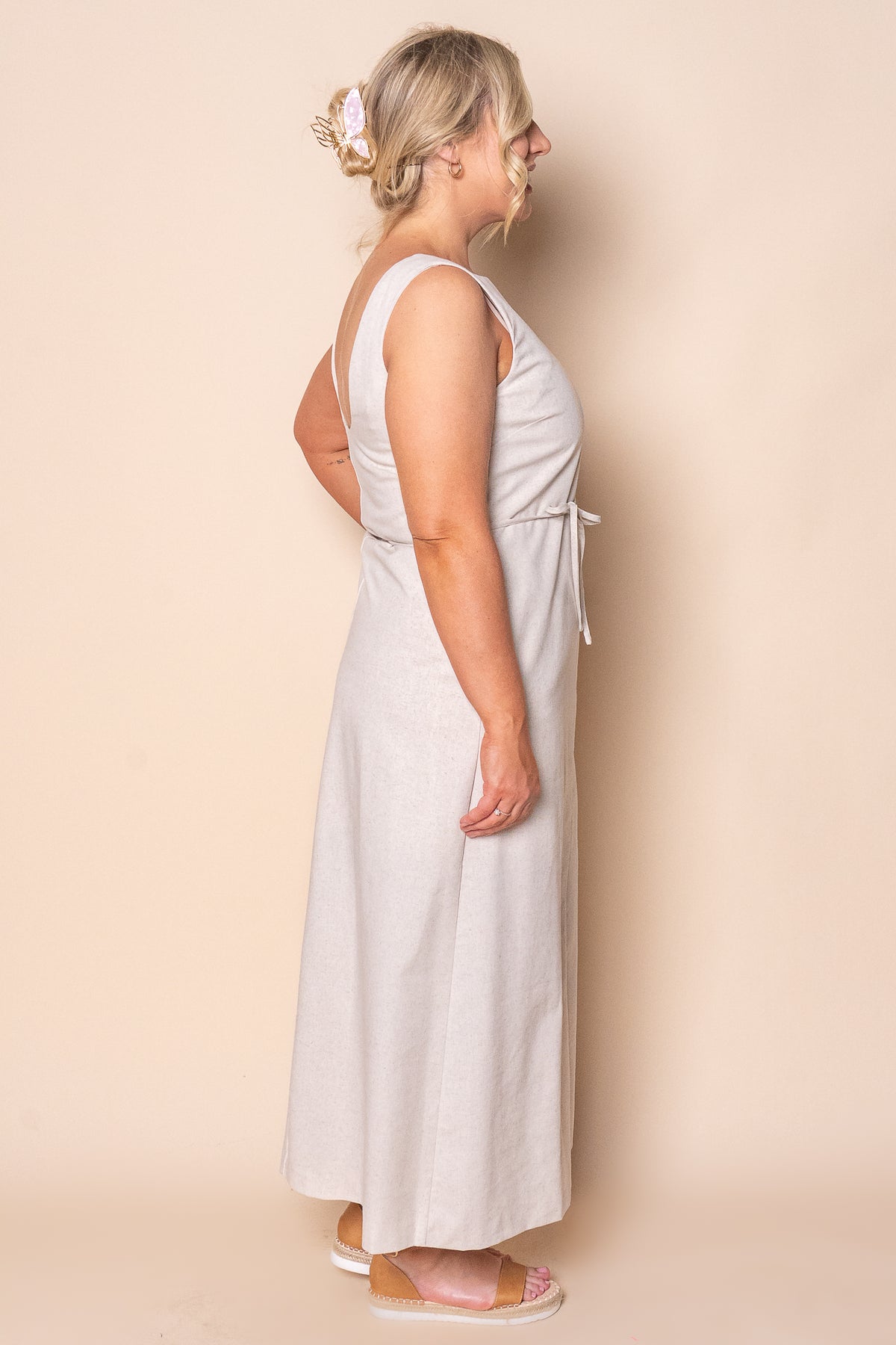 Tallow Tie Maxi Dress in Natural - Silent Theory