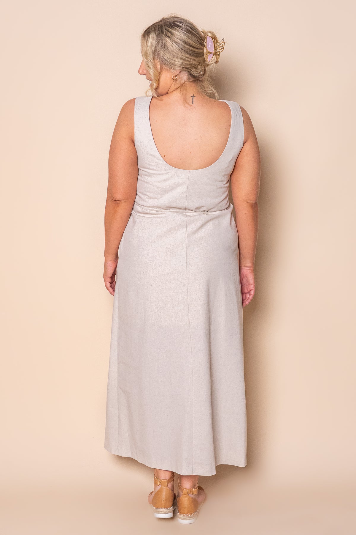 Tallow Tie Maxi Dress in Natural - Silent Theory