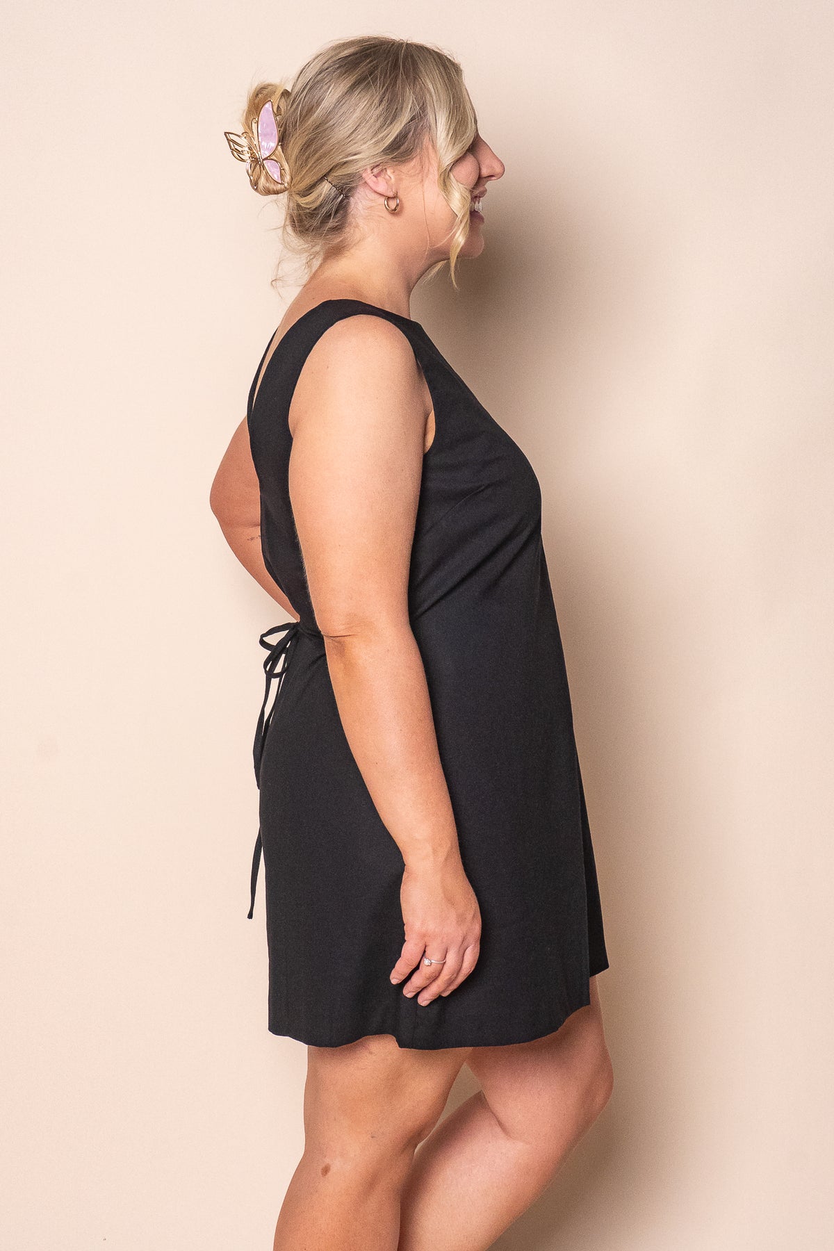 Tallow Tie Mini Dress in Black - Silent Theory