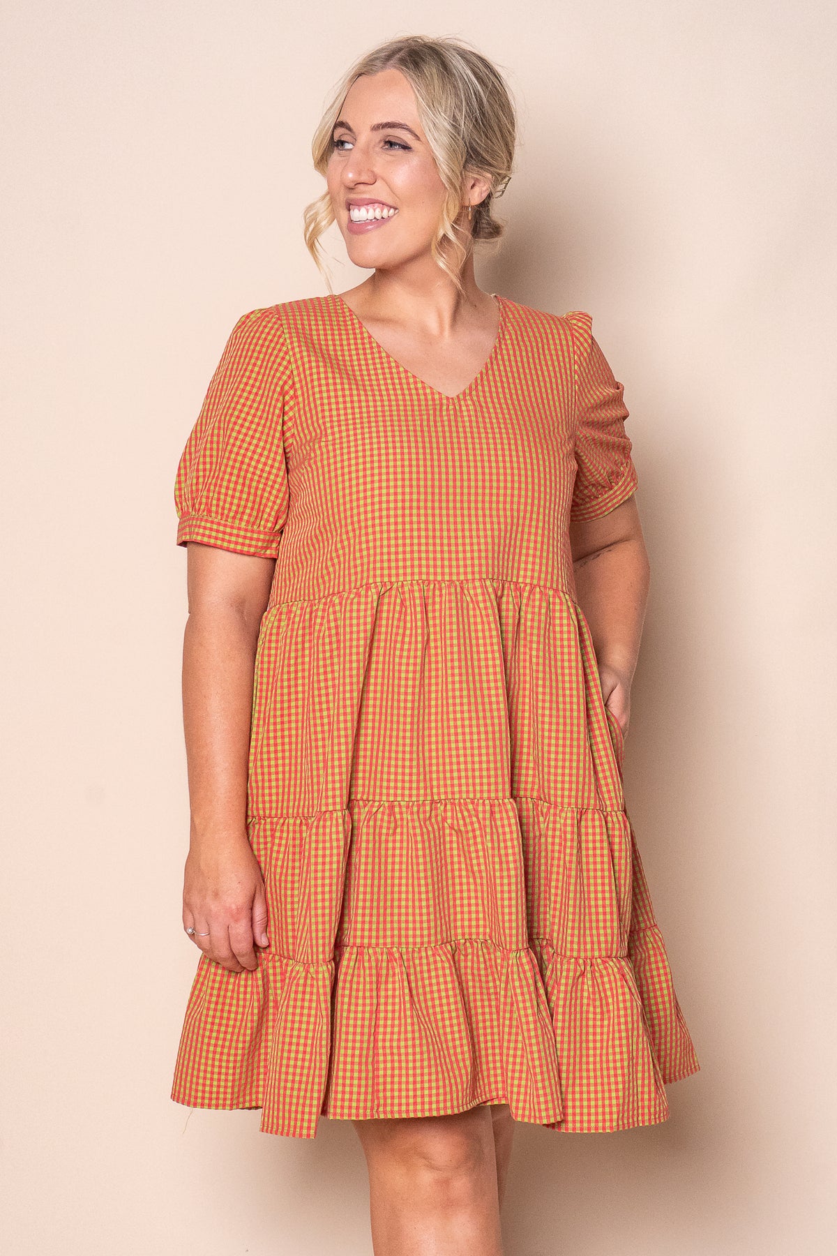 Yansi Gingham Dress in Toffee Apple
