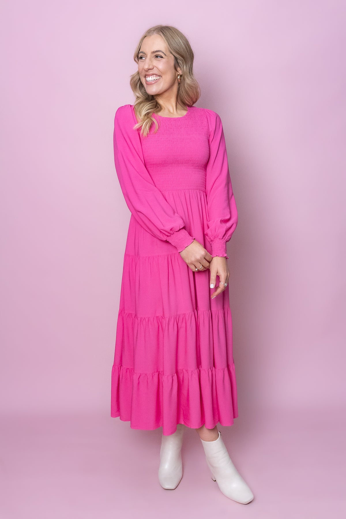 Samaria Dress in Bright Pink