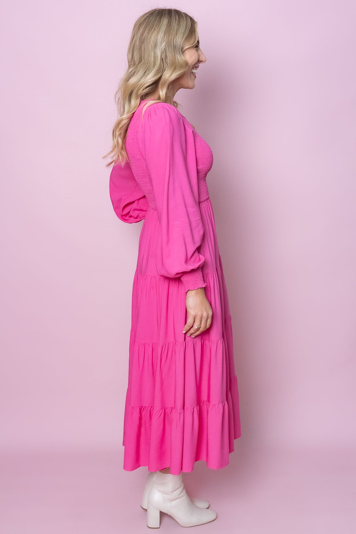 Samaria Dress in Bright Pink