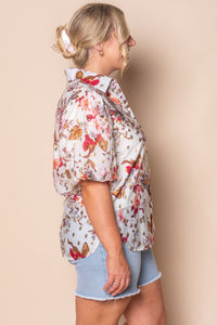 Steph Floral Top in White