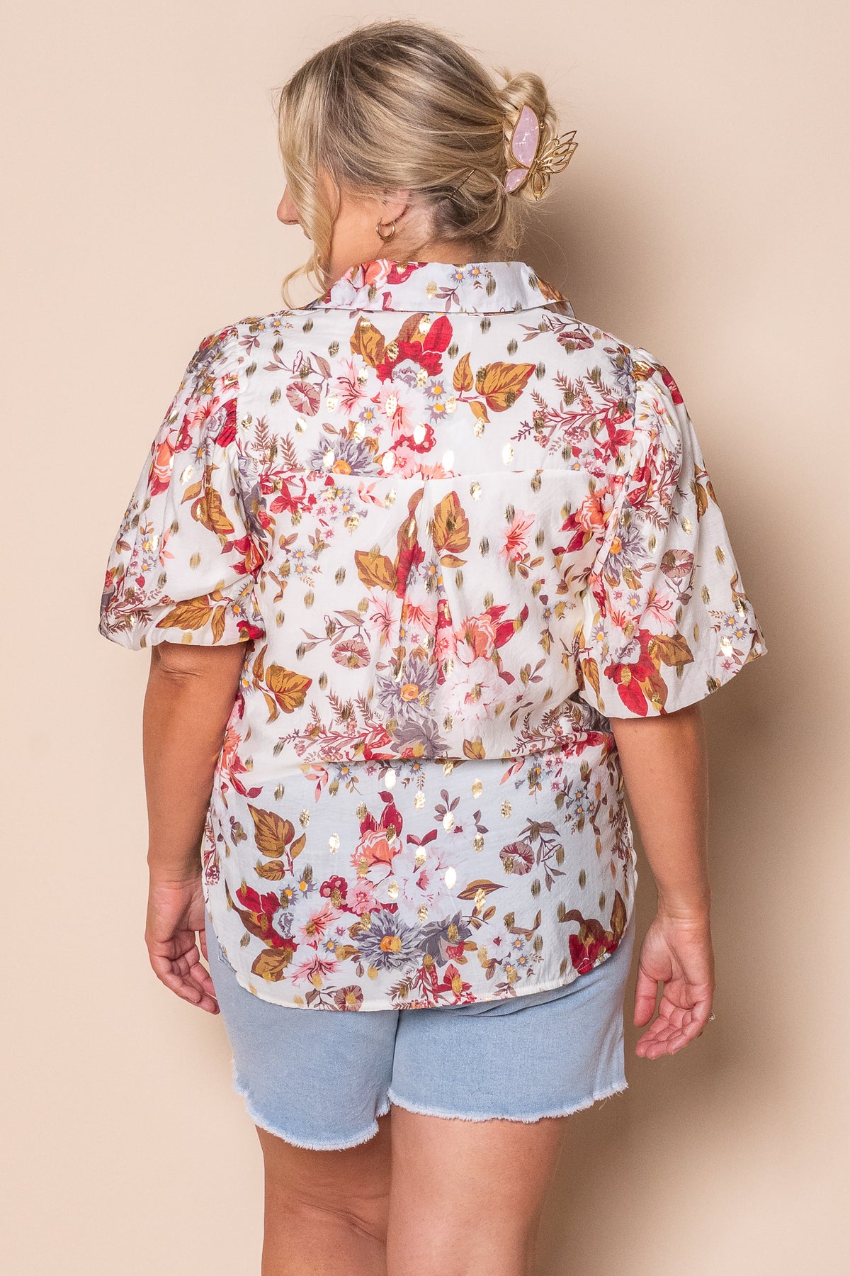 Steph Floral Top in White