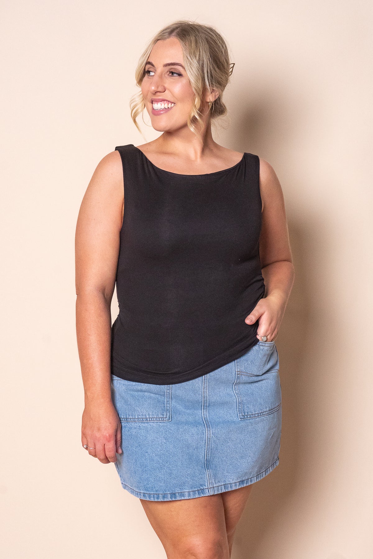 Kylie Off Shoulder Top in Black - All About Eve