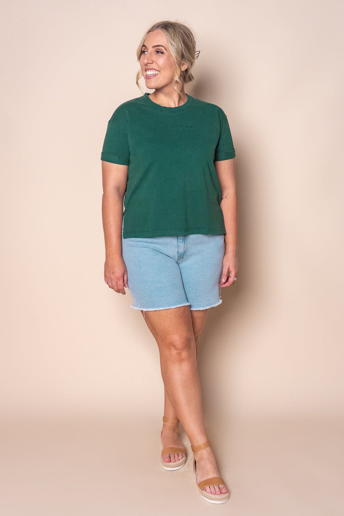 AAE Washed Tee in Forest Green - All About Eve