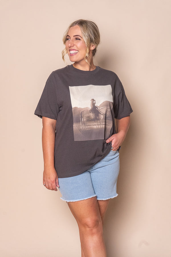 Yellowstone Relaxed Tee in Charcoal - All About Eve