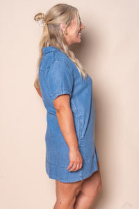 Lucinda Chambray Dress in Mid Blue