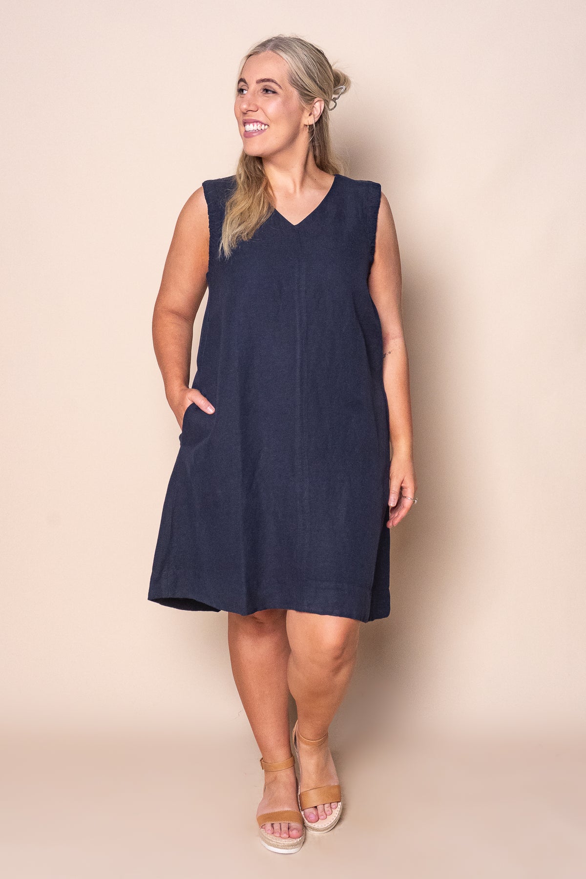 Bermuda Sleeveless Dress in Dark Sapphire - Foxwood