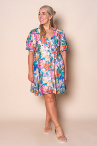 Hayley Floral Artistic Dress in Blue Multi