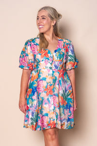 Hayley Floral Artistic Dress in Blue Multi