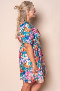 Hayley Floral Artistic Dress in Blue Multi