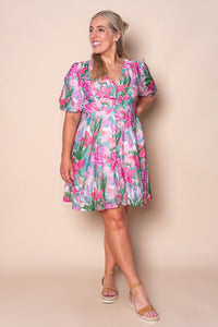 Hayley Floral Artistic Dress in Pink Multi