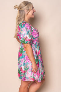 Hayley Floral Artistic Dress in Pink Multi