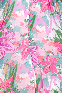 Hayley Floral Artistic Dress in Pink Multi