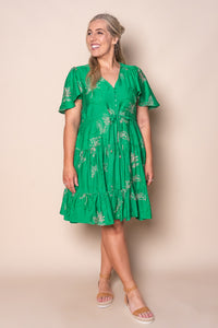 Rococo Floral Embroidery Dress in Green